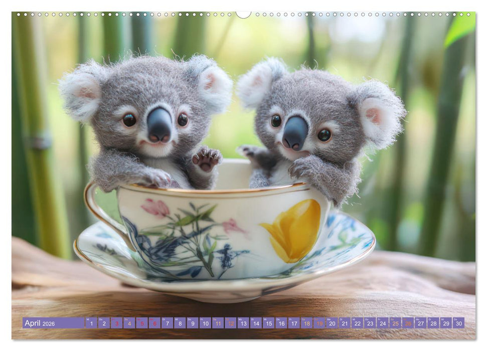 Tiere in Teetassen (CALVENDO Premium Wandkalender 2026)