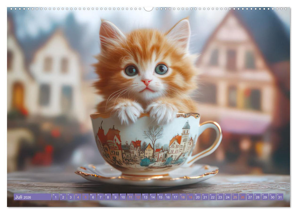 Tiere in Teetassen (CALVENDO Premium Wandkalender 2026)