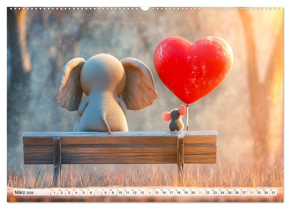Der rote Luftballon - Elefant und Maus zeigen Dir das Jahr (CALVENDO Premium Wandkalender 2026)