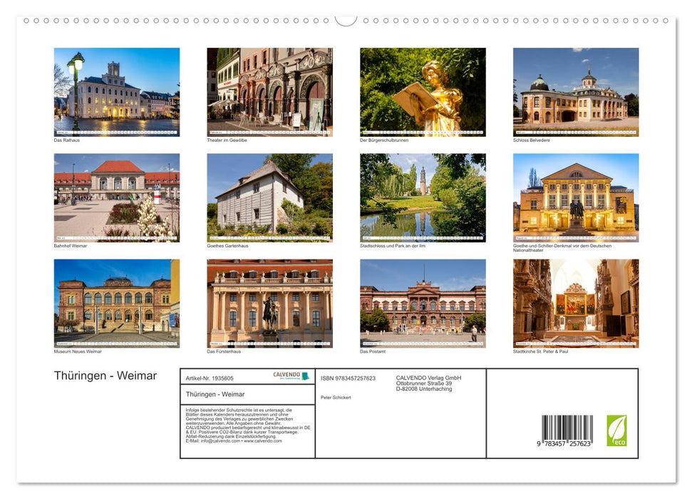 Thüringen - Weimar (CALVENDO Premium Wandkalender 2026)