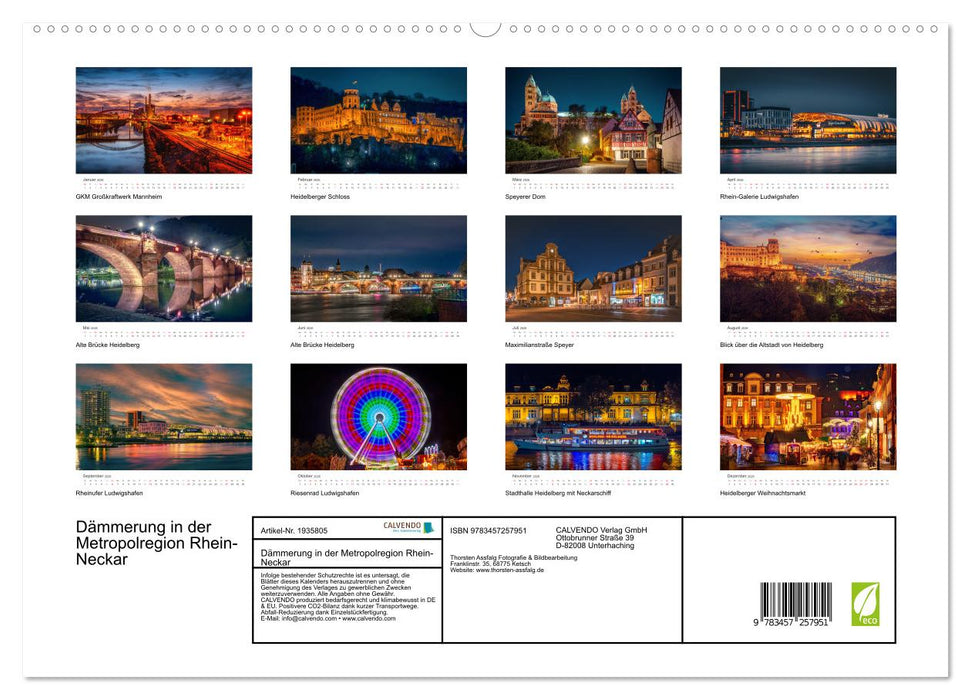 Dämmerung in der Metropolregion Rhein-Neckar (CALVENDO Premium Wandkalender 2026)