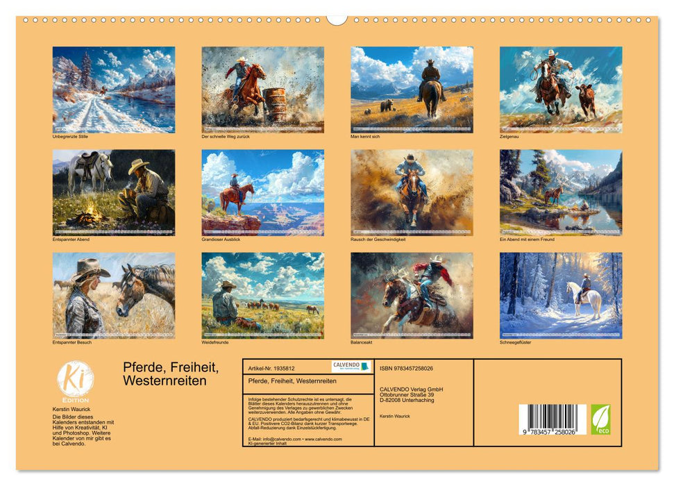 Pferde, Freiheit, Westernreiten (CALVENDO Premium Wandkalender 2026)
