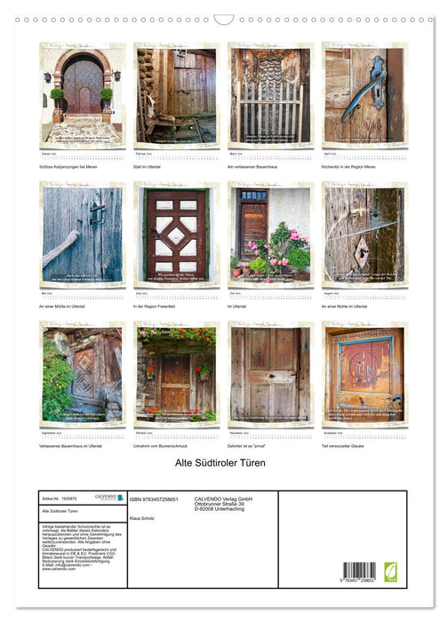 Alte Südtiroler Türen (CALVENDO Wandkalender 2026)