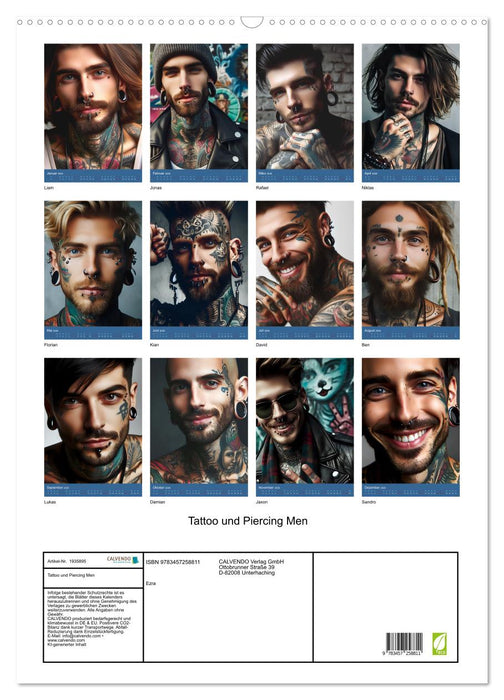 Tattoo und Piercing Men (CALVENDO Wandkalender 2026)