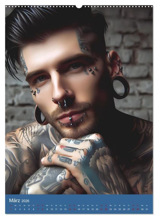 Tattoo und Piercing Men (CALVENDO Wandkalender 2026)