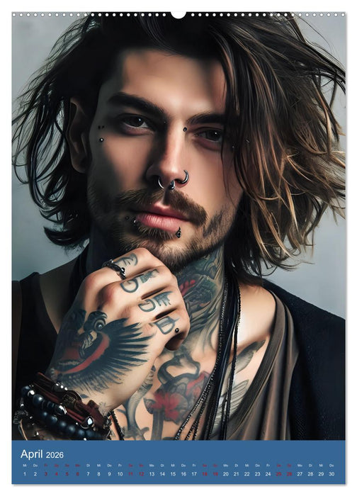 Tattoo und Piercing Men (CALVENDO Wandkalender 2026)