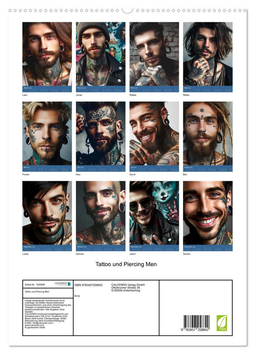 Tattoo und Piercing Men (CALVENDO Premium Wandkalender 2026)