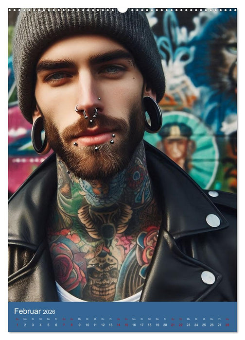 Tattoo und Piercing Men (CALVENDO Premium Wandkalender 2026)