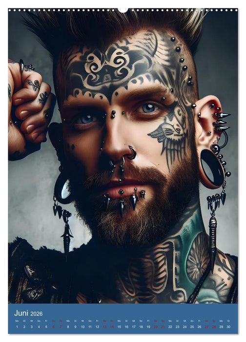 Tattoo und Piercing Men (CALVENDO Premium Wandkalender 2026)