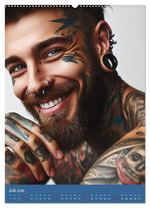 Tattoo und Piercing Men (CALVENDO Premium Wandkalender 2026)