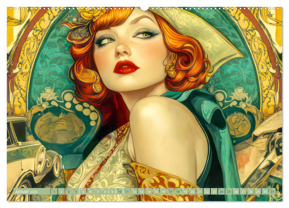 Die Epoche Art Nouveau - Mit eleganter Mode (CALVENDO Premium Wandkalender 2026)