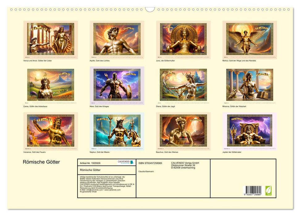 Römische Götter (CALVENDO Wandkalender 2026)