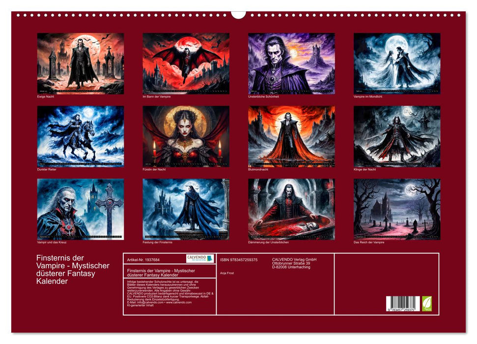 Finsternis der Vampire - Mystischer düsterer Fantasy Kalender (CALVENDO Wandkalender 2026)