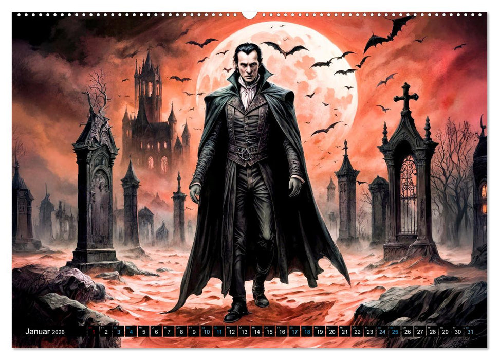 Finsternis der Vampire - Mystischer düsterer Fantasy Kalender (CALVENDO Wandkalender 2026)