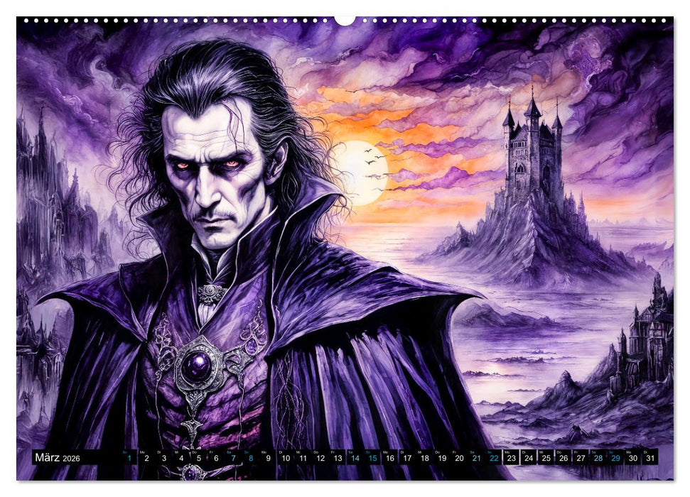 Finsternis der Vampire - Mystischer düsterer Fantasy Kalender (CALVENDO Wandkalender 2026)