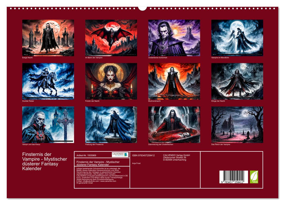 Finsternis der Vampire - Mystischer düsterer Fantasy Kalender (CALVENDO Premium Wandkalender 2026)
