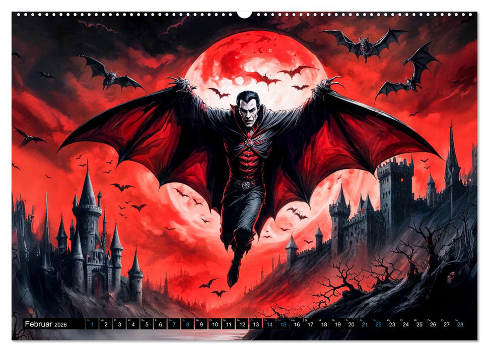 Finsternis der Vampire - Mystischer düsterer Fantasy Kalender (CALVENDO Premium Wandkalender 2026)