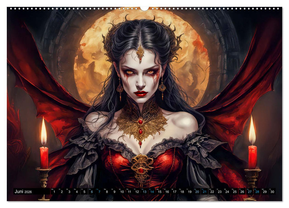 Finsternis der Vampire - Mystischer düsterer Fantasy Kalender (CALVENDO Premium Wandkalender 2026)
