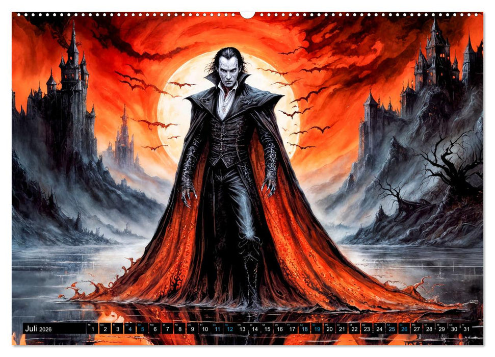 Finsternis der Vampire - Mystischer düsterer Fantasy Kalender (CALVENDO Premium Wandkalender 2026)