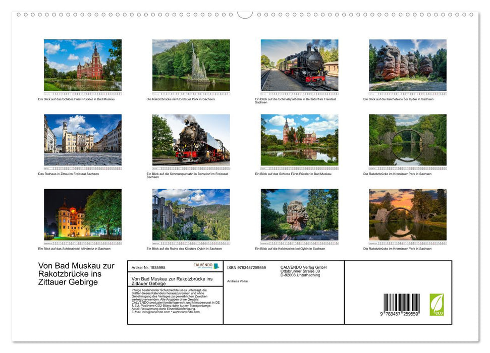 Von Bad Muskau zur Rakotzbrücke ins Zittauer Gebirge (CALVENDO Premium Wandkalender 2026)