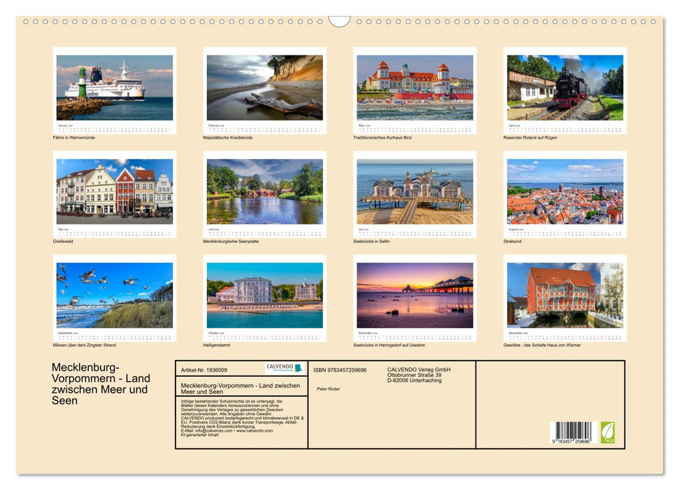 Mecklenburg-Vorpommern - Land zwischen Meer und Seen (CALVENDO Wandkalender 2026)