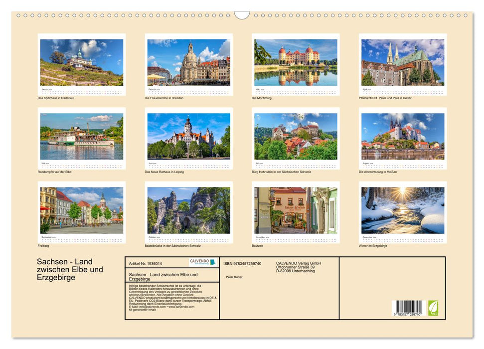 Sachsen - Land zwischen Elbe und Erzgebirge (CALVENDO Wandkalender 2026)