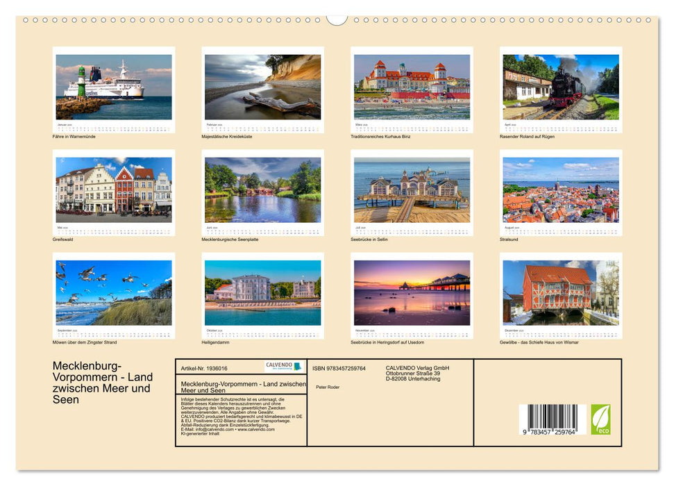 Mecklenburg-Vorpommern - Land zwischen Meer und Seen (CALVENDO Premium Wandkalender 2026)