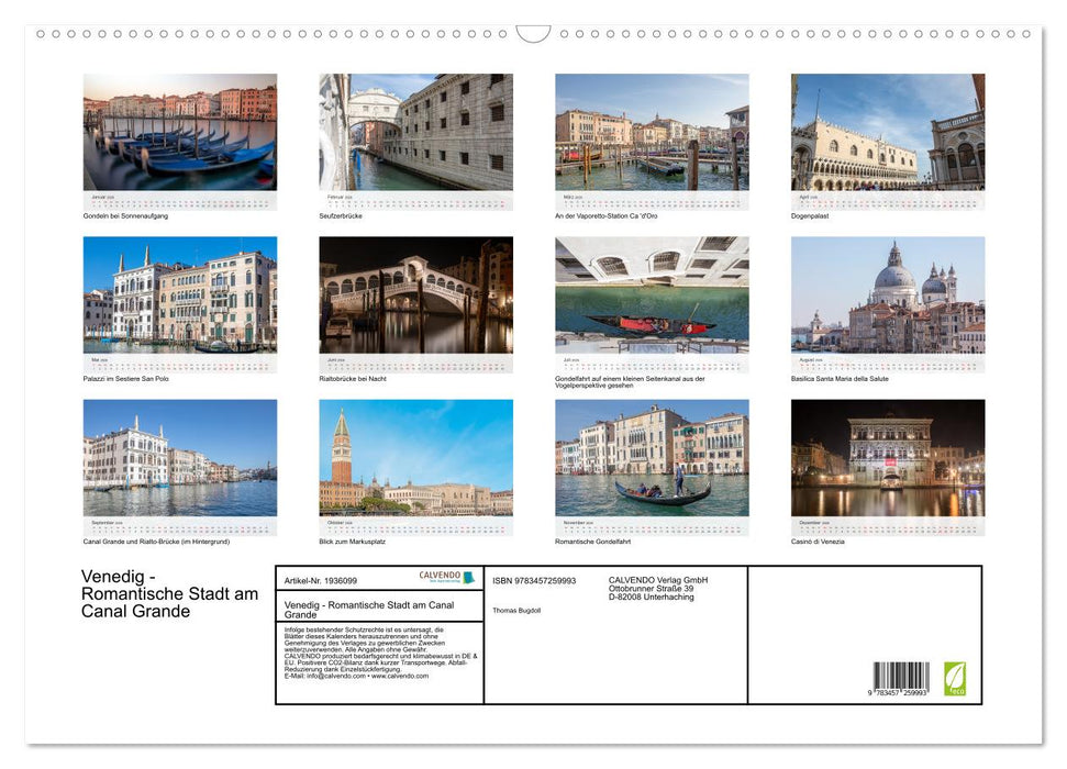 Venedig - Romantische Stadt am Canal Grande (CALVENDO Wandkalender 2026)