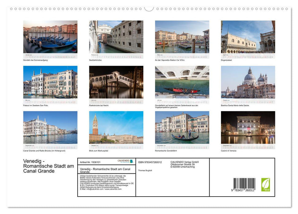 Venedig - Romantische Stadt am Canal Grande (CALVENDO Premium Wandkalender 2026)