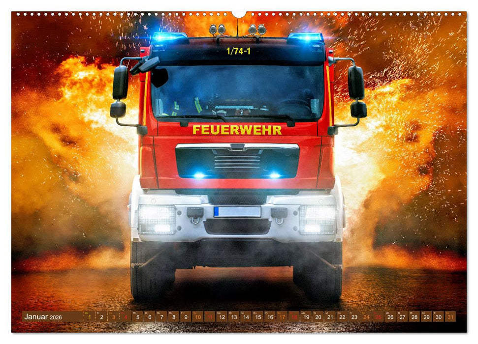 Im Bann der Rettung - Feuerwehr (CALVENDO Wandkalender 2026)