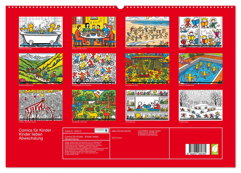 Comics für Kinder . Kinder lieben Abwechslung (CALVENDO Premium Wandkalender 2026)