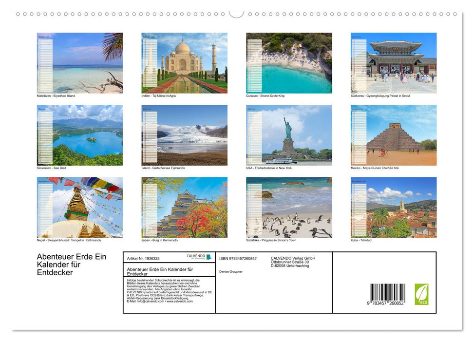 Abenteuer Erde Ein Kalender für Entdecker (CALVENDO Premium Wandkalender 2026)
