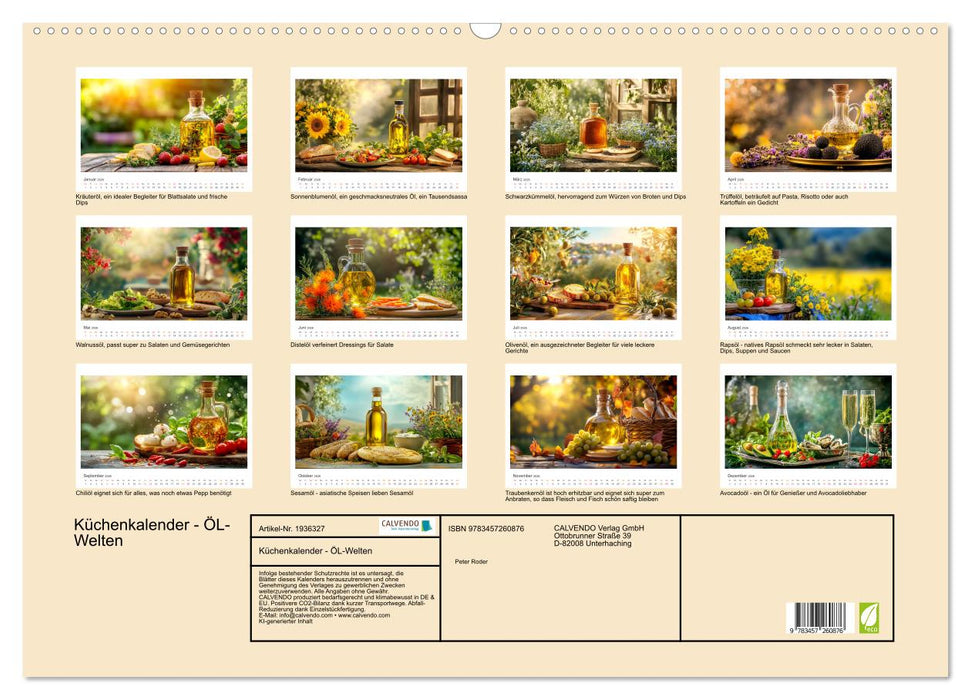 Küchenkalender - ÖL-Welten (CALVENDO Wandkalender 2026)