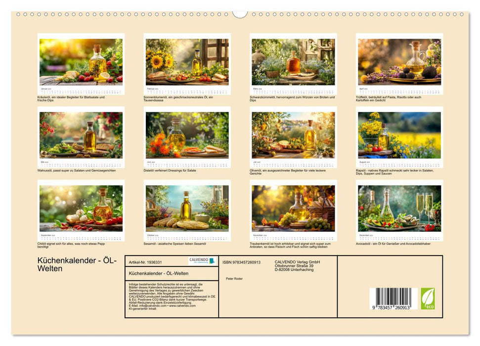 Küchenkalender - ÖL-Welten (CALVENDO Premium Wandkalender 2026)