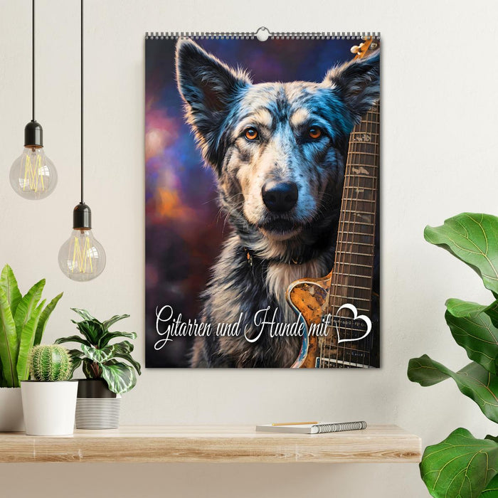Gitarren und Hunde mit Herz (CALVENDO Wandkalender 2026)