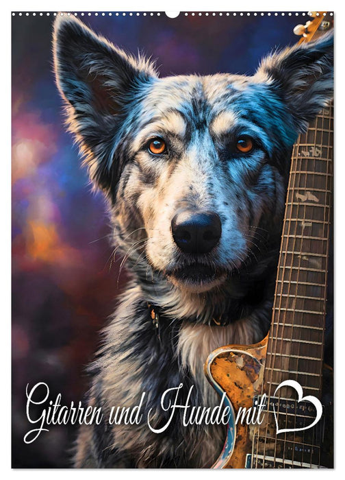 Gitarren und Hunde mit Herz (CALVENDO Wandkalender 2026)