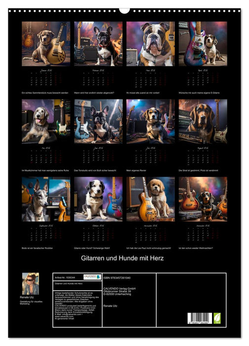 Gitarren und Hunde mit Herz (CALVENDO Wandkalender 2026)