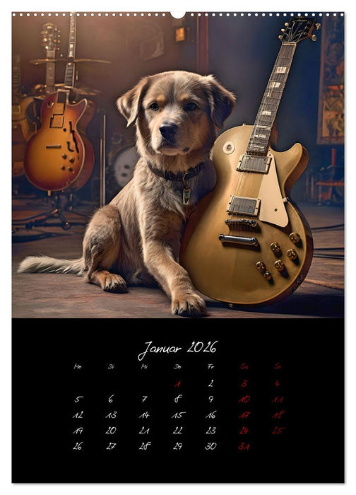 Gitarren und Hunde mit Herz (CALVENDO Wandkalender 2026)