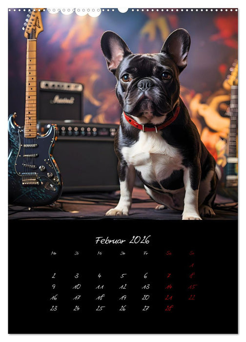 Gitarren und Hunde mit Herz (CALVENDO Wandkalender 2026)