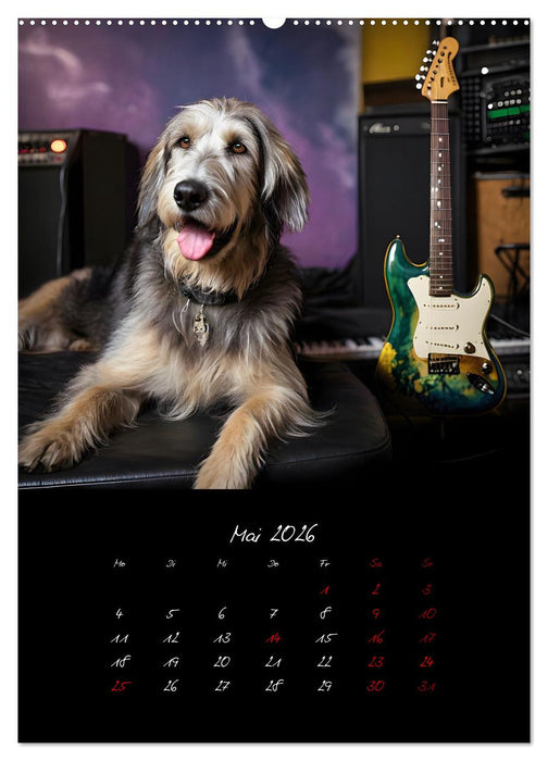 Gitarren und Hunde mit Herz (CALVENDO Wandkalender 2026)