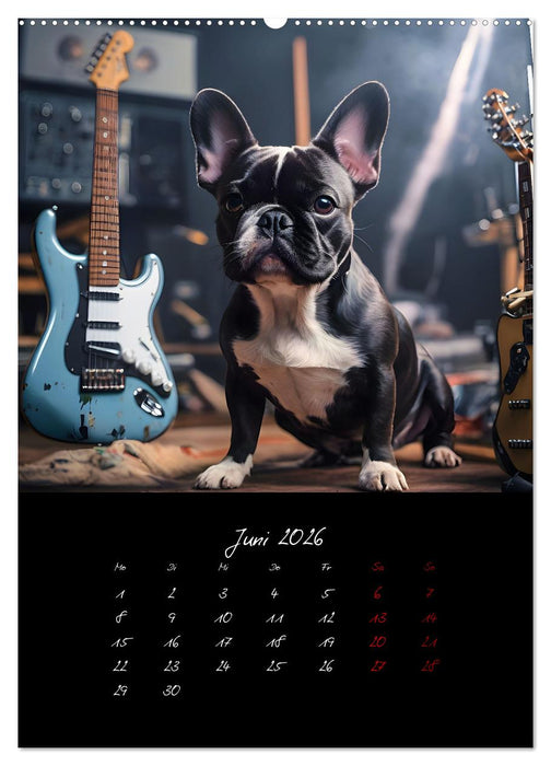 Gitarren und Hunde mit Herz (CALVENDO Wandkalender 2026)
