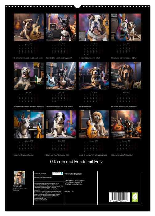 Gitarren und Hunde mit Herz (CALVENDO Premium Wandkalender 2026)