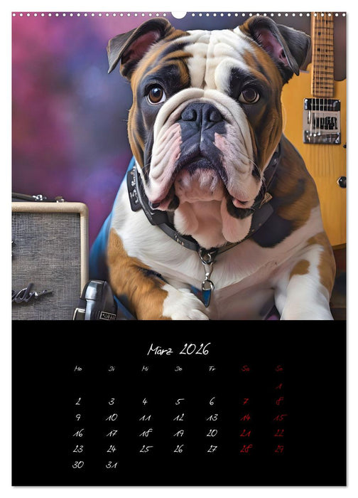 Gitarren und Hunde mit Herz (CALVENDO Premium Wandkalender 2026)