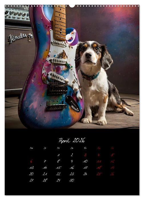 Gitarren und Hunde mit Herz (CALVENDO Premium Wandkalender 2026)