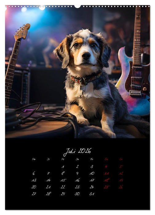 Gitarren und Hunde mit Herz (CALVENDO Premium Wandkalender 2026)