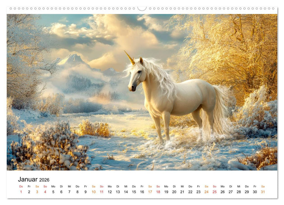 Einhorn-Welten - zwischen Fantasie und Wirklichkeit (CALVENDO Wandkalender 2026)