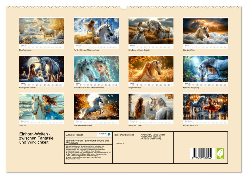 Einhorn-Welten - zwischen Fantasie und Wirklichkeit (CALVENDO Premium Wandkalender 2026)