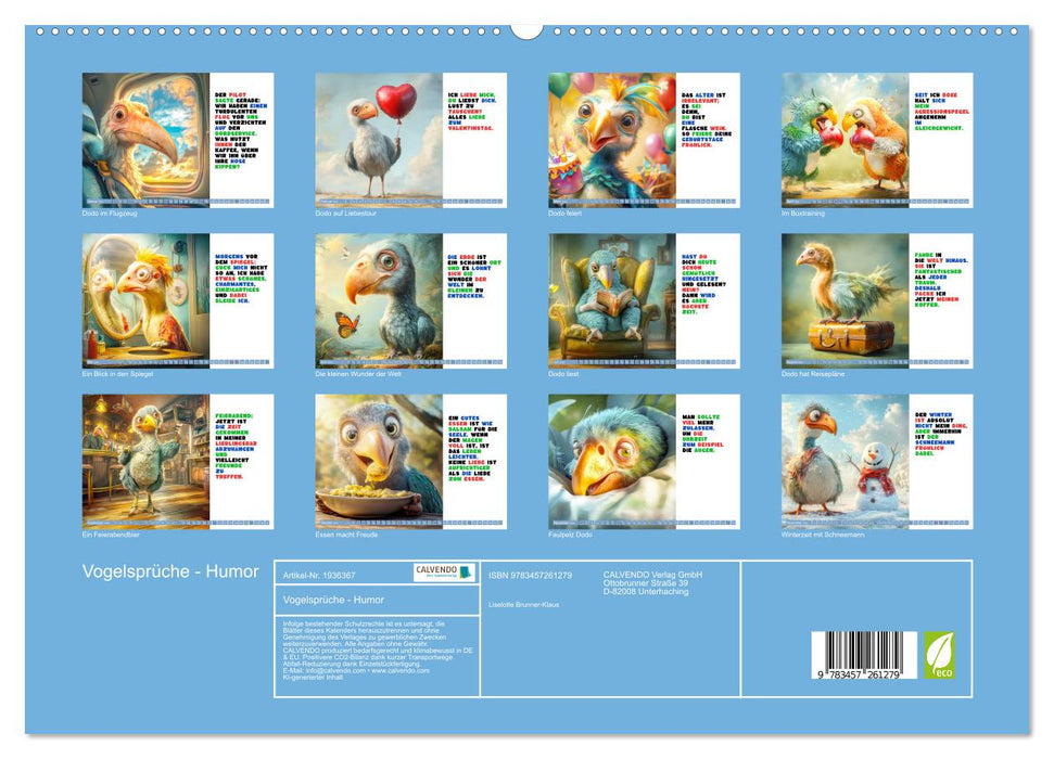 Vogelsprüche - Humor (CALVENDO Premium Wandkalender 2026)