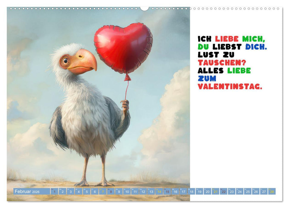 Vogelsprüche - Humor (CALVENDO Premium Wandkalender 2026)