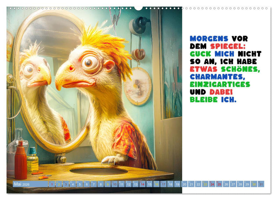 Vogelsprüche - Humor (CALVENDO Premium Wandkalender 2026)